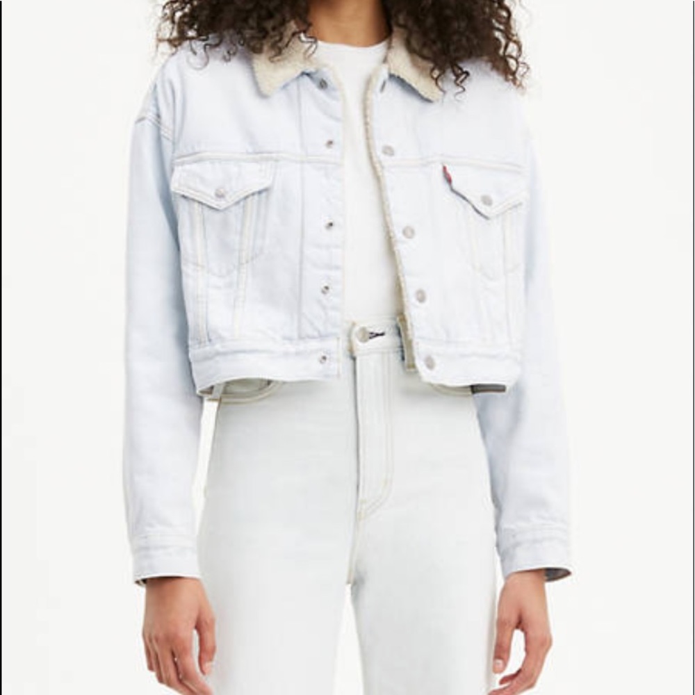 Cropped Dad Sherpa Trucker Jacket